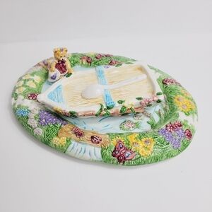 Cute Teddy Bear Butter Plate Tray Boat on A Lake